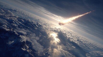 A stunning view of Earth's atmosphere with sunlight breaking through clouds from space