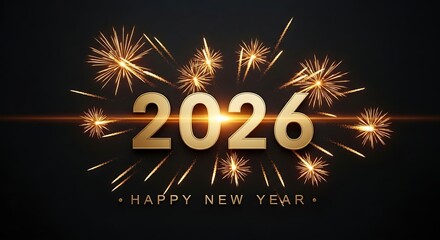 Golden 2026 New Year Celebration with Fireworks and Sparkling Light Awaits New Beginnings and Festive Cheer for a Bright and Prosperous Year Filled with Joy and Happiness