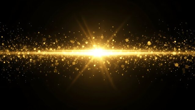 Shimmering Golden Light Explosion with Sparkling Dust and Glitter Effect