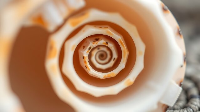 mineralization. The intricate internal spiral structure of a seashell connecting its chambers, macro view. wildlife magazines, conservation campaigns, designed for wildlife conservation campaigns.