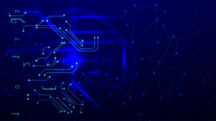 A technical background using technological lines, squares, and hexagons combined into an art composition 