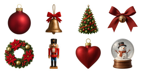 Fototapeta premium PNG Festive Christmas decoration collection, element set on transparent background