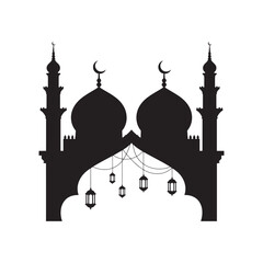 Silhouette of a mosque in Istanbul with domes and minarets