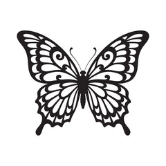 Black and white butterfly vector illustration on white background