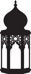 Mosque silhouette with ancient lantern vector illustration