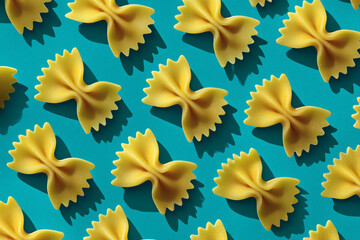 Farfalle Pasta Pattern on Turquoise Background – Bright Food Composition