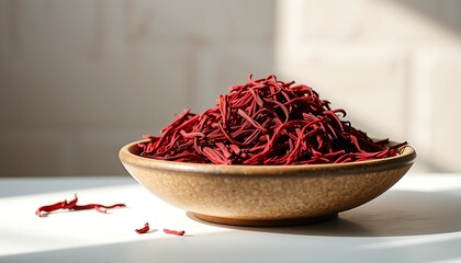 Dried red rose petals, a healthy ingredient for tea or salad, isolated on white