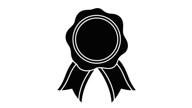 Black silhouette of an oval award ribbon and seal