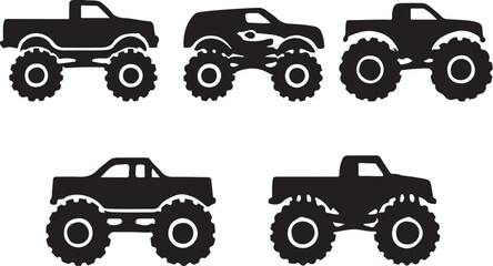 Monster Truck Icon Bundle 5 Off-Road Silhouette Designs.eps © Pham