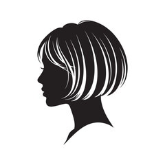 Silhouette profile of a woman with a short bob haircut