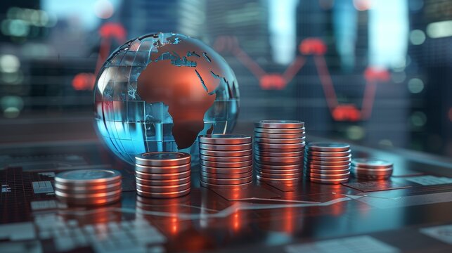 Global inflation impact concept with earth and percentage symbols representing economic pressure - Powered by Adobe