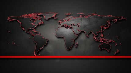 World map depicting economic recession with a declining red line indicator of financial downturn