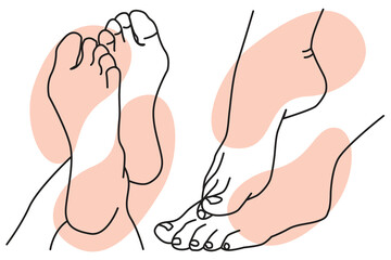 foot care line drawing heels leg woman pedicure