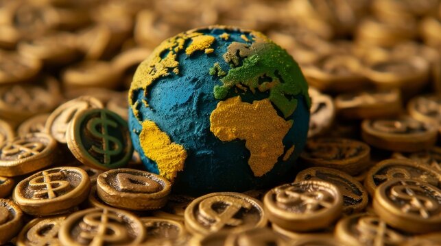 Global inflation concept  earth model surrounded by percentage symbols indicating economic pressure - Powered by Adobe