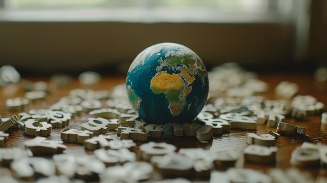 Global inflation impact  earth model surrounded by percentage symbols indicating economic pressure