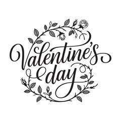 Valentines Day calligraphy with floral embellishments