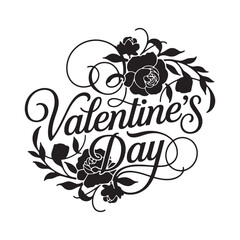 Valentine's Day Text with Floral Embellishments Keywords: Valentine's Day, love, romance