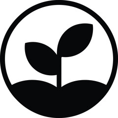 Plant sprout icon in circle growth and sustainability