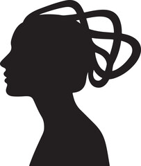Woman Silhouette Profile with Abstract Updo Hairstyle