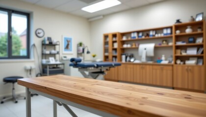 Clinical setup veterinary office interior photo clean environment wide angle view animal care concept