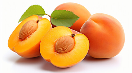 Fresh apricots with slices, Whole and halved ripe apricots