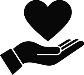 Hand holding heart symbol concept of love and care