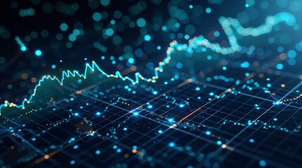 Vibrant green upward trending stock market graph displayed on a digital screen representing growth