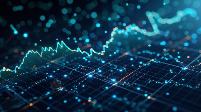 Vibrant green upward trending stock market graph displayed on a digital screen representing growth