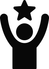 Person reaching for a star icon achievement symbol