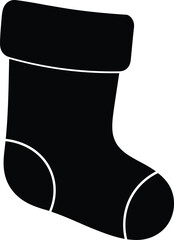 Black christmas stocking silhouette for holiday decoration