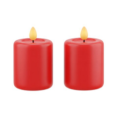 two red candles isolated on white background