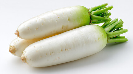 Whole daikon radishes, Fresh long white radish