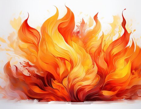 a vibrant and dynamic representation of flames showcasing bright orange and yellow hues with hints of red creating an energetic effect the flames appear to rise from the bottom against a white back