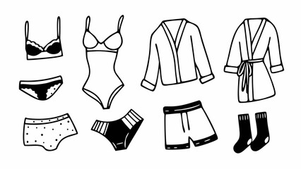 Minimalist underwear drawings vector set hand-drawn scalable illustration