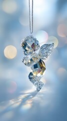 Crystal angel ornament in ethereal light for holiday decor and spiritual inspiration