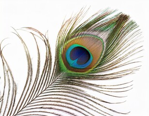 Obraz premium peacock feather isolated on white background transparent file type with high definition quality and vibrant color grading available