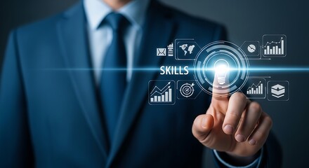 Elevate your workforce with essential skills training solutions displayed in this professional visual, perfect for corporate communications and business development