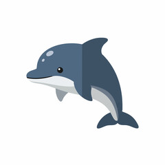 Fototapeta premium Cartoon Dolphin Illustration - A Playful Marine Mammal in Vector Art.