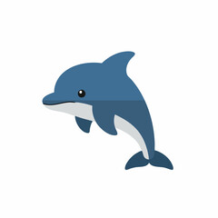 Fototapeta premium A cute cartoon dolphin swimming happily.