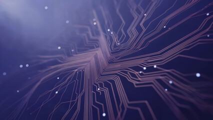 Dynamic circuit board pathways glowing with futuristic energy representing innovation and advanced technology