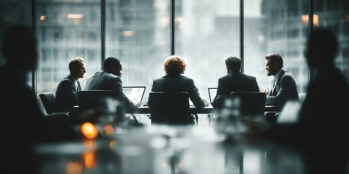 Diverse business team collaborating during corporate office meeting