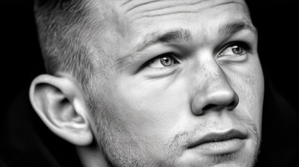 Introspective young man with thoughtful gaze capturing moments of deep contemplation and inner reflection