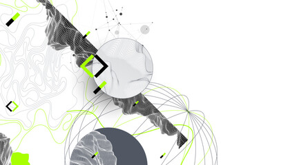 Abstract wireframe background. Modern science art elements. Surface illustration.