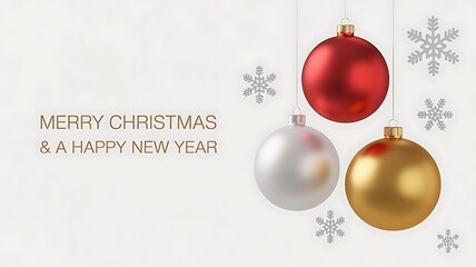 Merry Christmas & Happy New Year Greeting with Ornaments