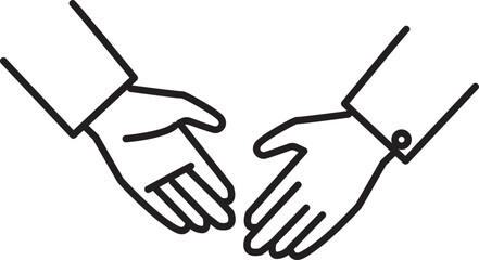 Fototapeta premium Helping hands line icon symbolizing support, care and teamwork