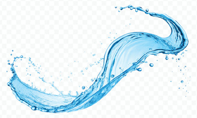 dynamic smooth liquid fresh water splash in different color and curve style isolated on white background 