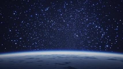 Breathtaking journey above a celestial body enveloped in clouds, with the glowing atmosphere contrasting the starry expanse, signifying curiosity, adventure, and the infinite realm of space