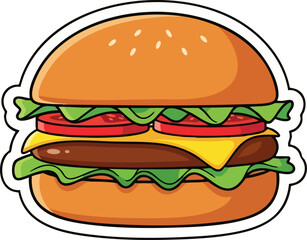 Appetizing Cartoon Hamburger Vector Illustration