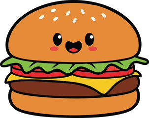 Simple Flat Design Fast Food Burger Icon