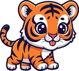 Adorable Chibi Baby Tiger Cub Vector